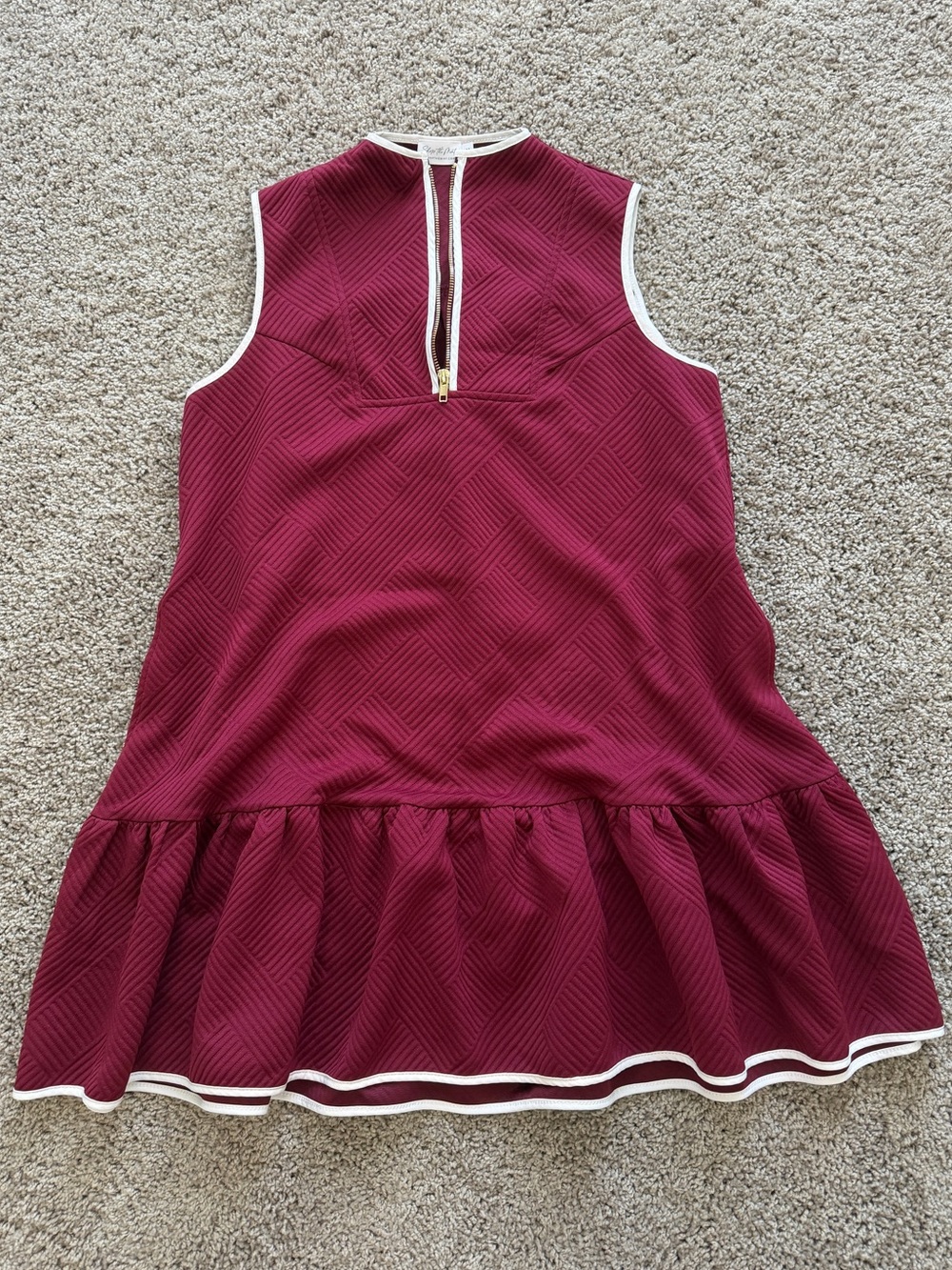 Sleeveless Burgundy Ruffle Hem Dress